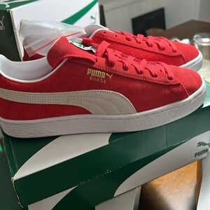 Puma Red and White Suede Sneakers size 8 NEW